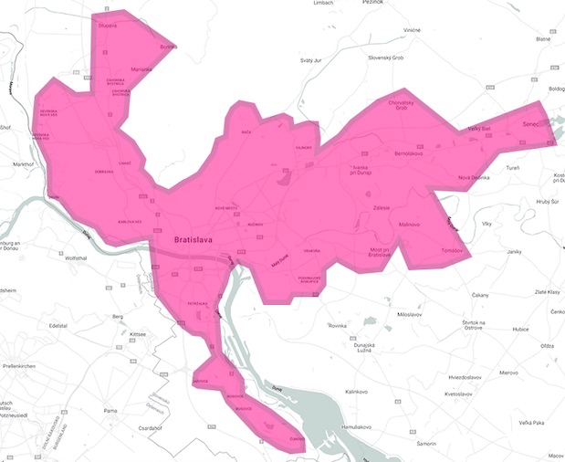 Mapa rozvozů